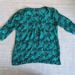 Tracy Reese Navy Teal Blouse